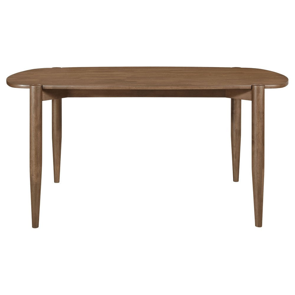 Dora Dining Table 63 Inch Oval Top Tapered Legs Walnut Brown Solid Wood By Casagear Home BM319023