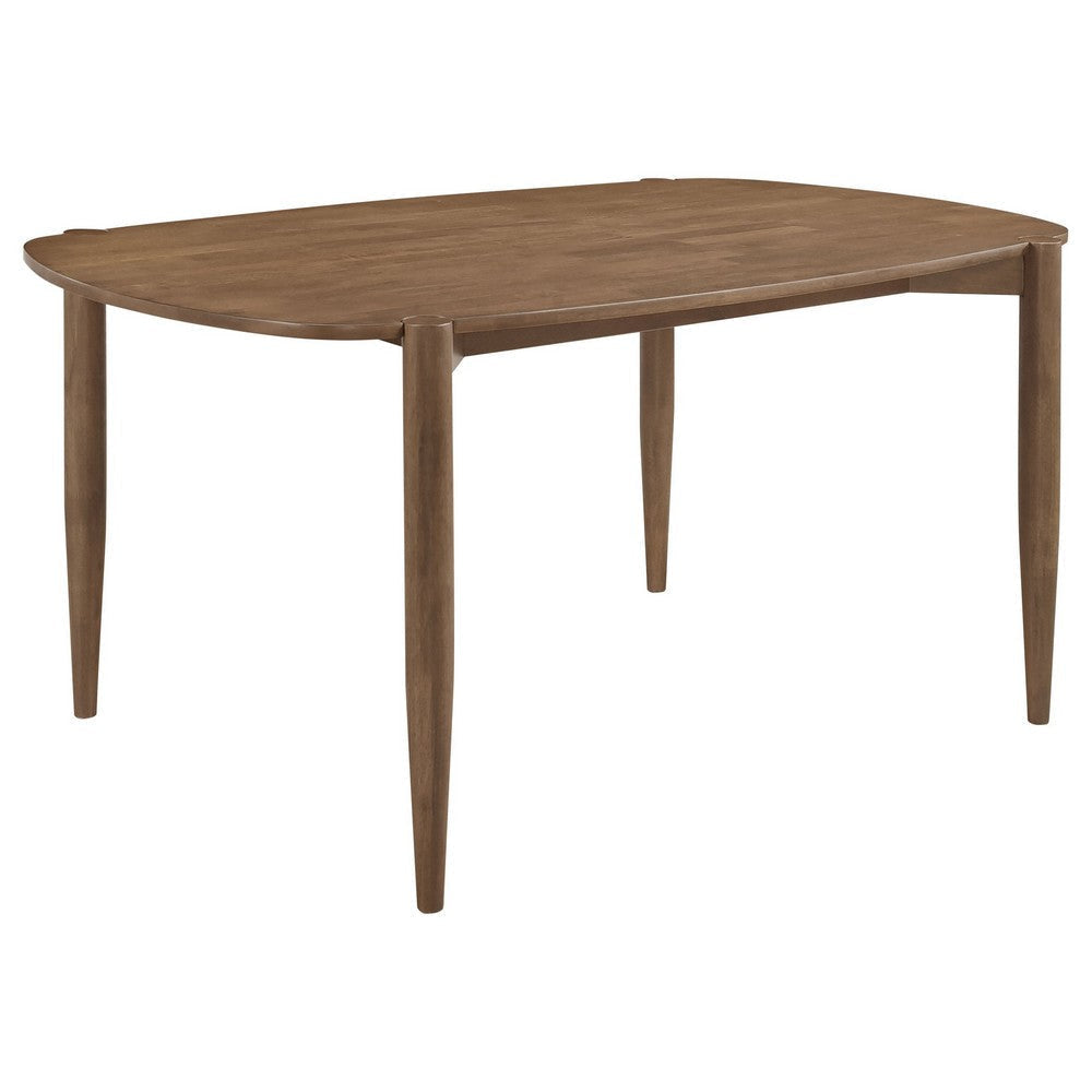 Dora Dining Table, 63 Inch Oval Top, Tapered Legs, Walnut Brown Solid Wood By Casagear Home