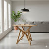 Evans Dining Table, Round Top, Angled Base, Walnut Brown Hardwood, 42 Inch By Casagear Home