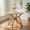 Evans Dining Table, Round Top, Angled Base, Walnut Brown Hardwood, 42 Inch By Casagear Home