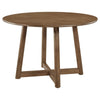 Ellie Dining Table, 47 Inch Round Top, Interlocking Legs, Walnut Brown Wood By Casagear Home