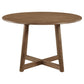 Ellie Dining Table 47 Inch Round Top Interlocking Legs Walnut Brown Wood By Casagear Home BM319027