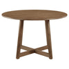 Ellie Dining Table, 47 Inch Round Top, Interlocking Legs, Walnut Brown Wood By Casagear Home