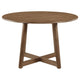 Ellie Dining Table, 47 Inch Round Top, Interlocking Legs, Walnut Brown Wood By Casagear Home