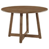Ellie Dining Table, 47 Inch Round Top, Interlocking Legs, Walnut Brown Wood By Casagear Home