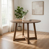 Ellie Dining Table, 47 Inch Round Top, Interlocking Legs, Walnut Brown Wood By Casagear Home