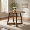 Ellie Dining Table, 47 Inch Round Top, Interlocking Legs, Walnut Brown Wood By Casagear Home