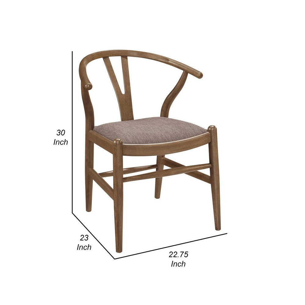 Ellie Dining Chair Set of 2 Y Shape Back Fabric Seats Walnut Brown By Casagear Home BM319028