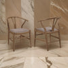 Ellie Dining Chair Set of 2 Y Shape Back Fabric Seats Walnut Brown By Casagear Home BM319028