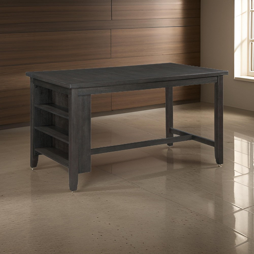 Stacy Counter Height Dining Table 66 Inch Rectangular Shelves Gray Wood By Casagear Home BM319030