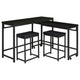 Havel 4pc Dual Counter Table Set with 2 Stools USB Black Faux Leather By Casagear Home BM319035