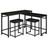 Havel 4pc Dual Counter Table Set with 2 Stools USB Black Faux Leather By Casagear Home BM319035