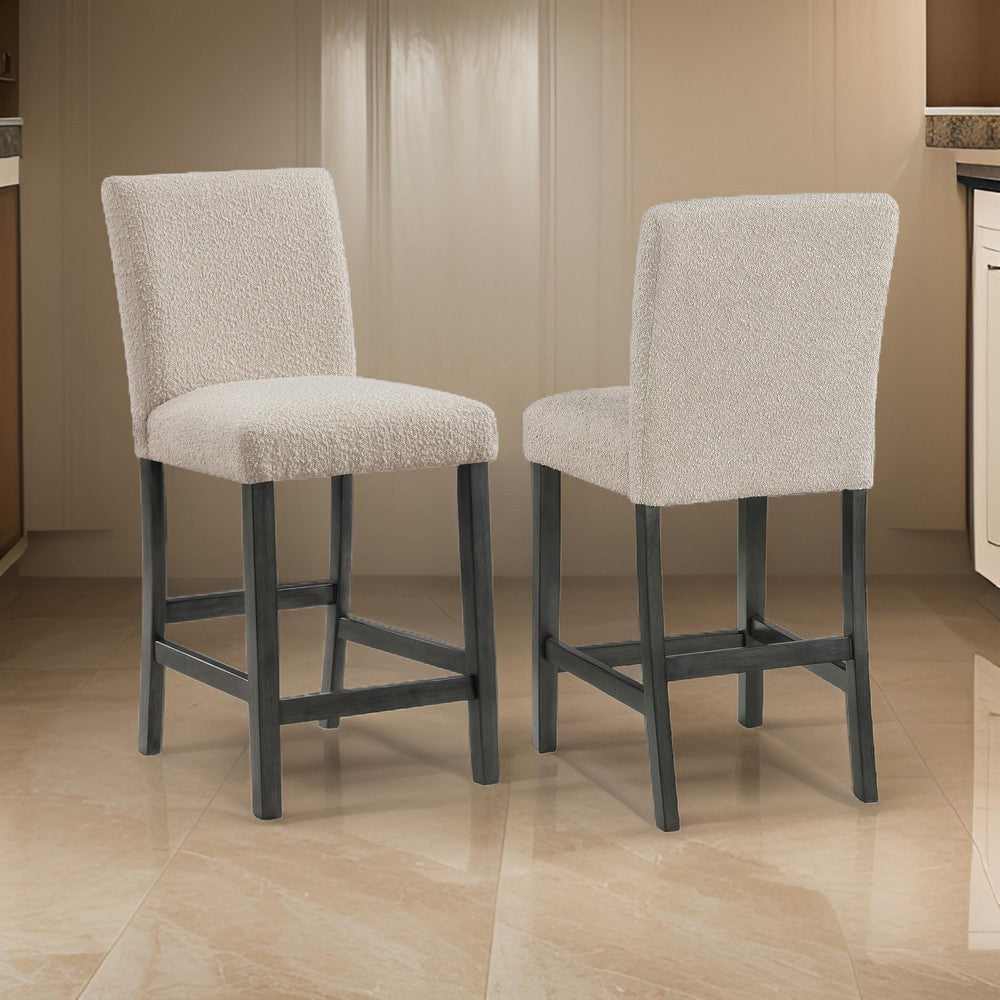 Alora Counter Height Dining Chair Set of 2 Beige Boucle Charcoal Gray By Casagear Home BM319037