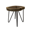 Hito 24in Side End Table Metal Legs Live Edge Brown Solid Parota Wood By Casagear Home BM319042