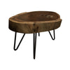 Hito 40in Side End Table Metal Legs Live Edge Brown Solid Parota Wood By Casagear Home BM319043