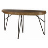 Hito 55in Sofa Table, Black Metal Legs, Live Edge Brown Solid Parota Wood By Casagear Home