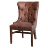 Abi Side Dining Chair Tufted Back Nailhead Trim Brown Faux Leather Wood By Casagear Home BM319046