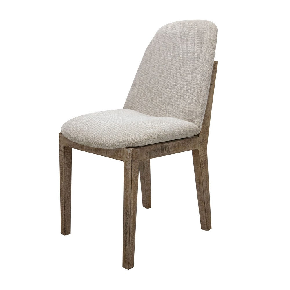 Kohl Dining Side Chair Set of 2 Handcrafted Beige Upholstered Seat Brown By Casagear Home BM319049