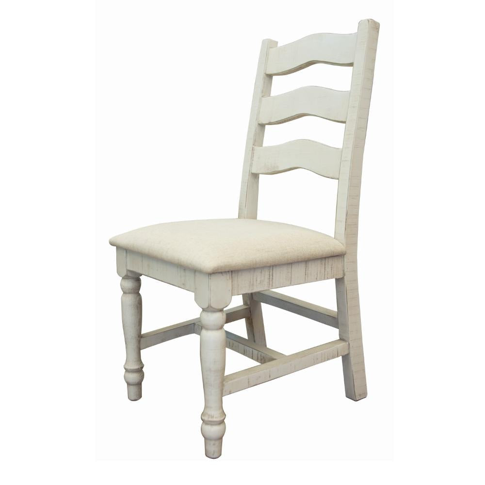 Ziay Side Dining Chair Set of 2 Ladder Back Turned Legs Ivory Upholstery By Casagear Home BM319052