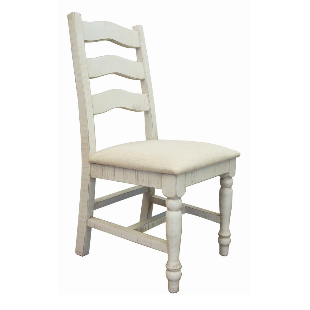 Ziay Side Dining Chair Set of 2 Ladder Back Turned Legs Ivory Upholstery By Casagear Home BM319052