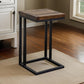 Tina Side End Table Square Brown 15 Inch Wood Top C Shape Black Metal By Casagear Home BM319053