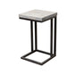 Tina Side End Table Square White 15 Inch Wood Top C Shape Black Metal By Casagear Home BM319054