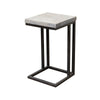 Tina Side End Table Square White 15 Inch Wood Top C Shape Black Metal By Casagear Home BM319054