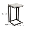 Tina Side End Table Square White 15 Inch Wood Top C Shape Black Metal By Casagear Home BM319054