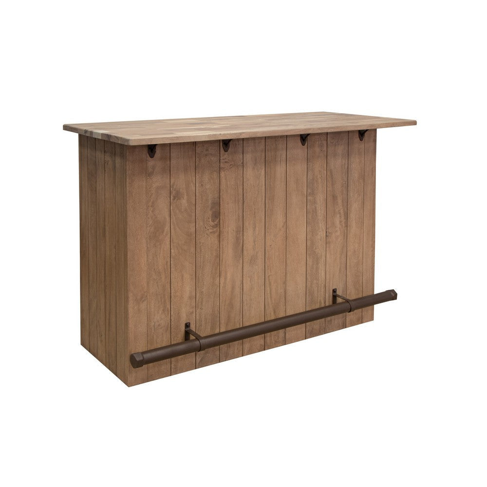 Czes Home Bar Counter Freestanding Table Bottle Racks Shelf in Brown Wood By Casagear Home BM319057