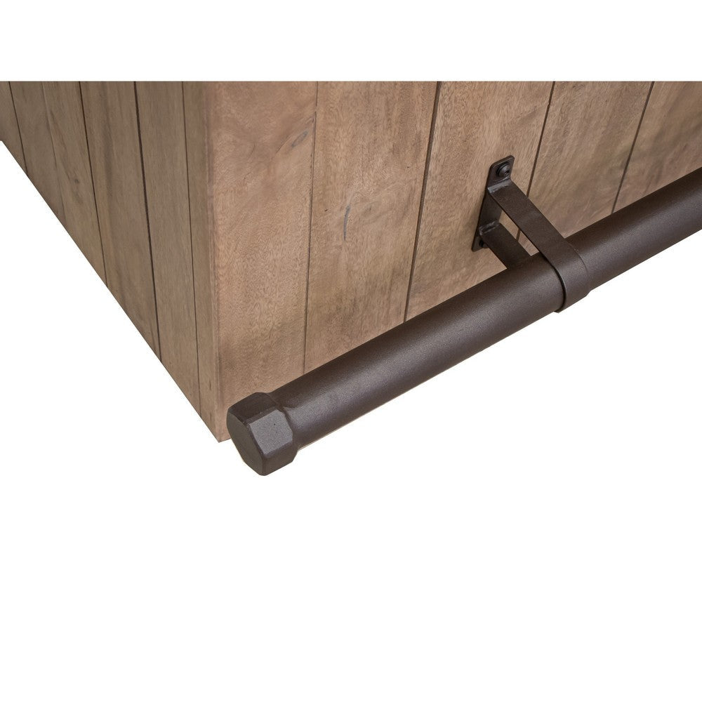 Czes Home Bar Counter Freestanding Table Bottle Racks Shelf in Brown Wood By Casagear Home BM319057