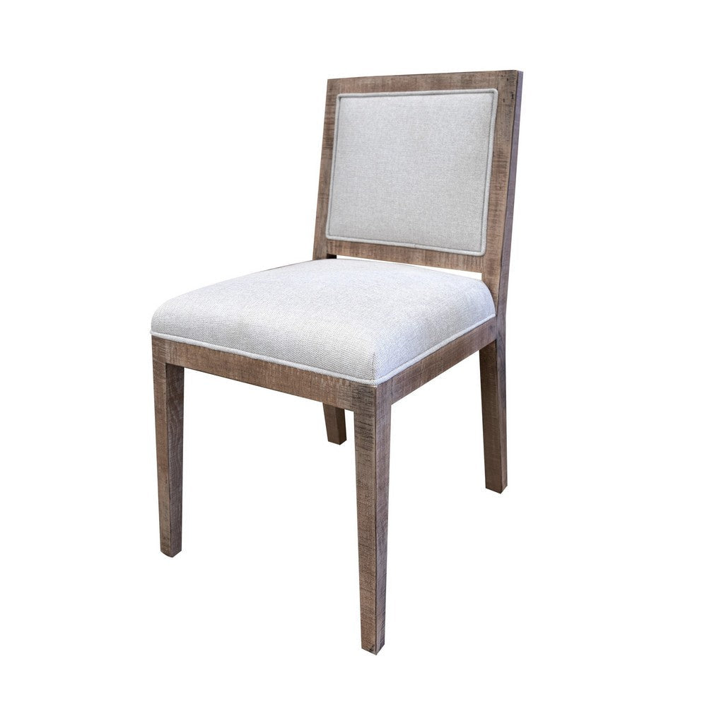 Sevy Side Dining Chair Set of 2 Padded Square Back and Seat Brown Wood By Casagear Home BM319060