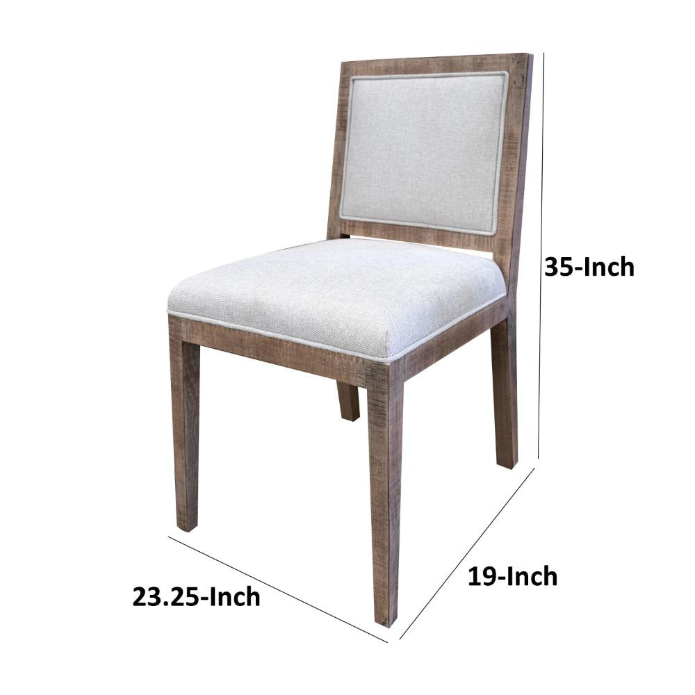 Sevy Side Dining Chair Set of 2 Padded Square Back and Seat Brown Wood By Casagear Home BM319060