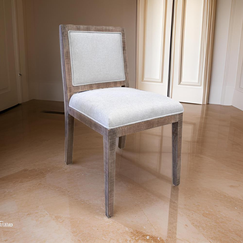 Sevy Side Dining Chair Set of 2, Padded Square Back and Seat, Brown Wood By Casagear Home