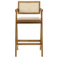 Jane Barstool Chair Set of 2 Sand Beige Rattan Walnut Brown Solid Wood By Casagear Home BM319063