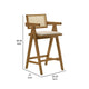Jane Barstool Chair Set of 2 Sand Beige Rattan Walnut Brown Solid Wood By Casagear Home BM319063