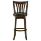 Ethan Swivel Barstool Chair Dark Brown Faux Leather Slatted Back Hardwood By Casagear Home BM319065