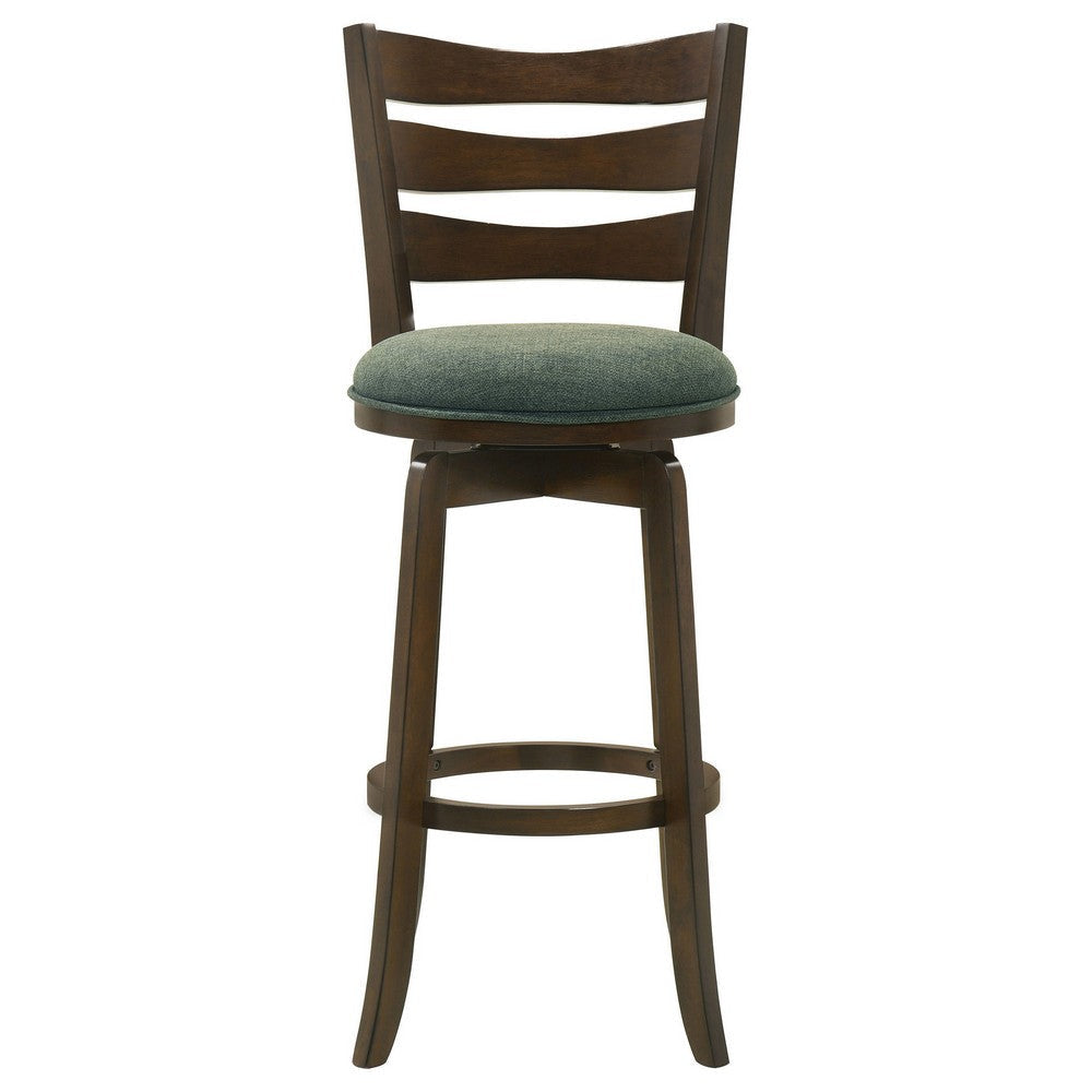 Mona Swivel Barstool Chair Hunter Green Fabric Dark Cherry Brown Finish By Casagear Home BM319067