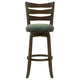 Mona Swivel Barstool Chair Hunter Green Fabric Dark Cherry Brown Finish By Casagear Home BM319067