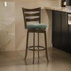 Mona Swivel Barstool Chair, Hunter Green Fabric, Dark Cherry Brown Finish By Casagear Home