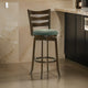 Mona Swivel Barstool Chair, Hunter Green Fabric, Dark Cherry Brown Finish By Casagear Home