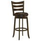 Mona Swivel Barstool Chair, Dark Brown Faux Leather, Cherry Brown Wood By Casagear Home