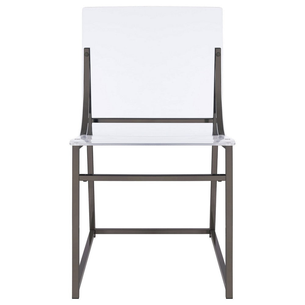 Dino Dining Chair Set of 2 Clear Acrylic Seat Back Black Nickel 18 Inch By Casagear Home BM319070