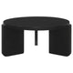 Kiya Coffee Table 39 Inch Round Top Black Solid Wood Frame Panel Legs By Casagear Home BM319075
