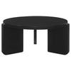 Kiya Coffee Table 39 Inch Round Top Black Solid Wood Frame Panel Legs By Casagear Home BM319075