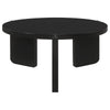 Kiya Coffee Table 39 Inch Round Top Black Solid Wood Frame Panel Legs By Casagear Home BM319075