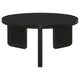 Kiya Coffee Table 39 Inch Round Top Black Solid Wood Frame Panel Legs By Casagear Home BM319075