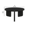 Kiya Coffee Table 39 Inch Round Top Black Solid Wood Frame Panel Legs By Casagear Home BM319075