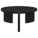 Kiya Coffee Table, 39 Inch Round Top, Black Solid Wood Frame, Panel Legs By Casagear Home
