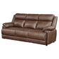 Ellen Sofa Brown Faux Leather Foam Cushions Pillow Top Arms 86 Inch By Casagear Home BM319079