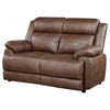 Ellen Loveseat Brown Faux Leather Foam Cushions Pillow Top Arms 63 Inch By Casagear Home BM319080